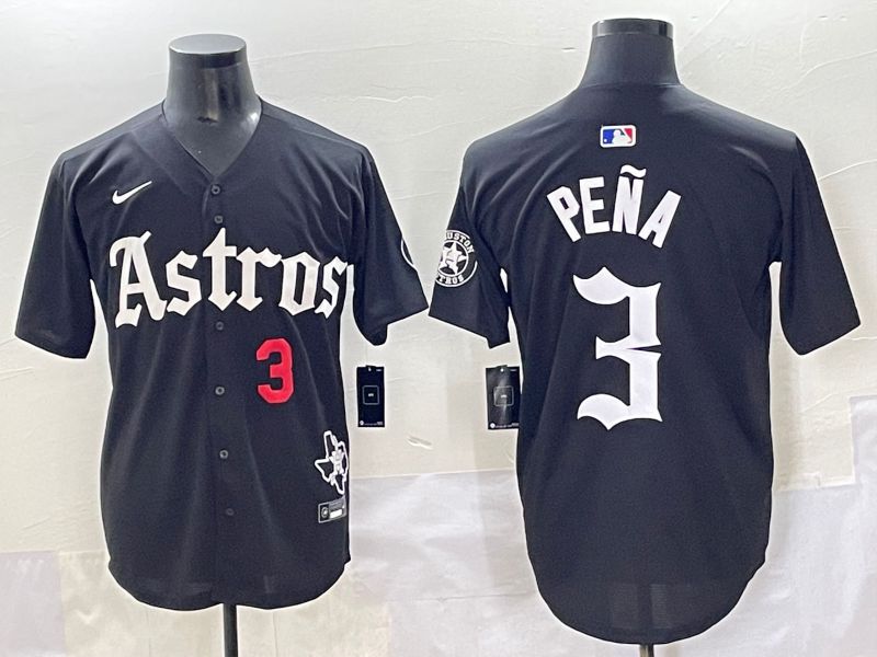 Men 2025 Houston Astros #3 Pena Black Five generations Joint Name Nike MLB Jersey style 2->houston astros->MLB Jersey